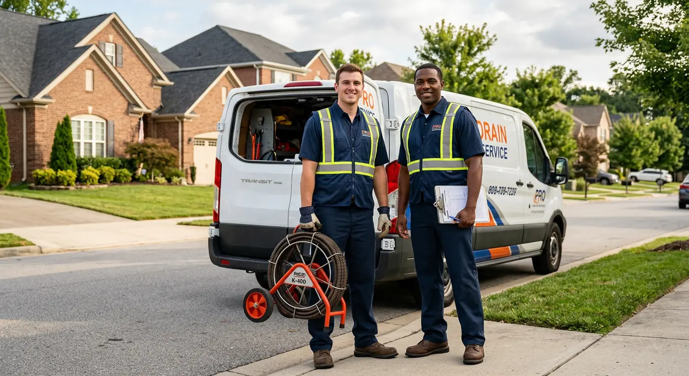 Sewer and drain service team with equipment ready for work in Lebanon